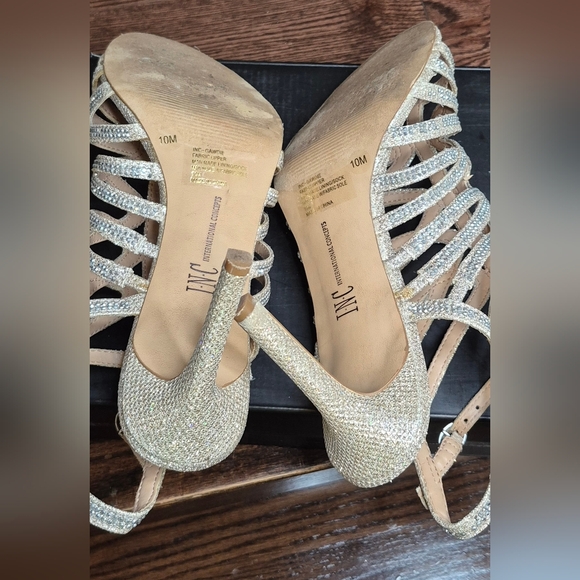 INC International Concepts Women's Silver Strappy Heels - Picture 7 of 13